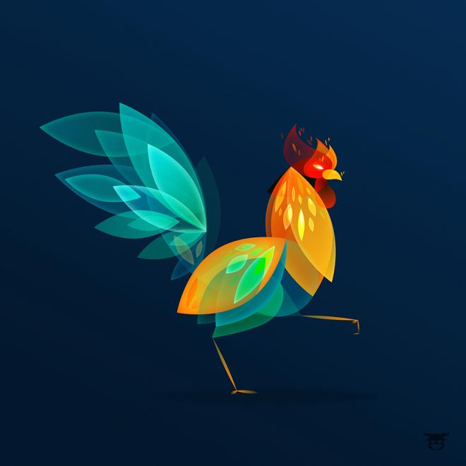 rooster digital illustration