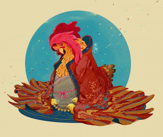 rooster digital illustration