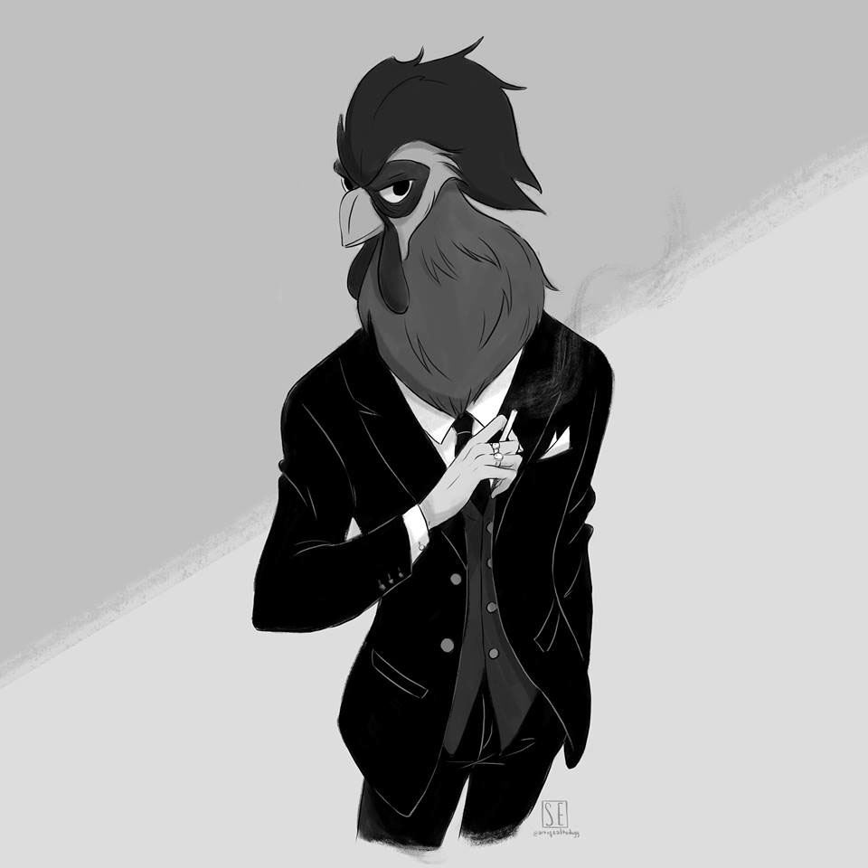 2 rooster digital illustration by ho tran