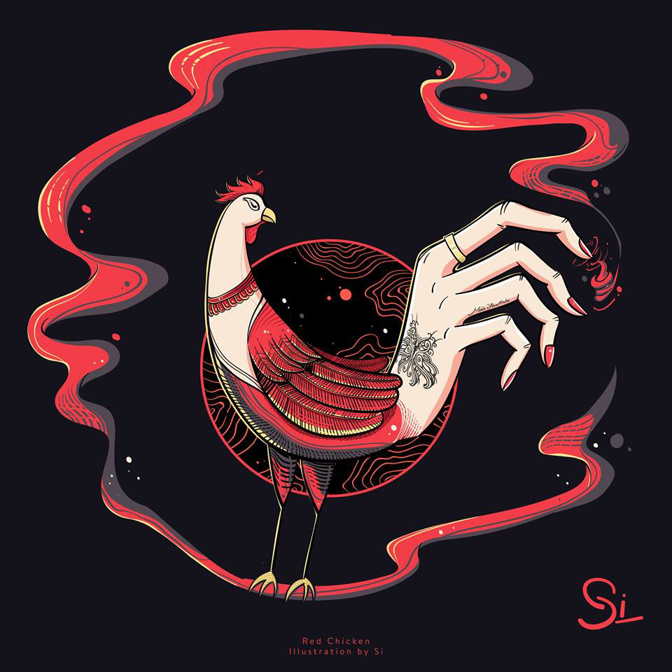 23 rooster digital illustration by si tran