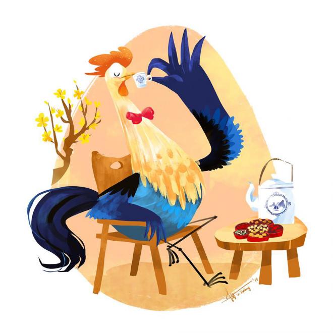 rooster digital illustration