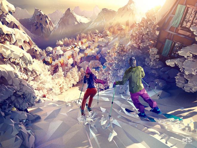 mountains low poly 3d design