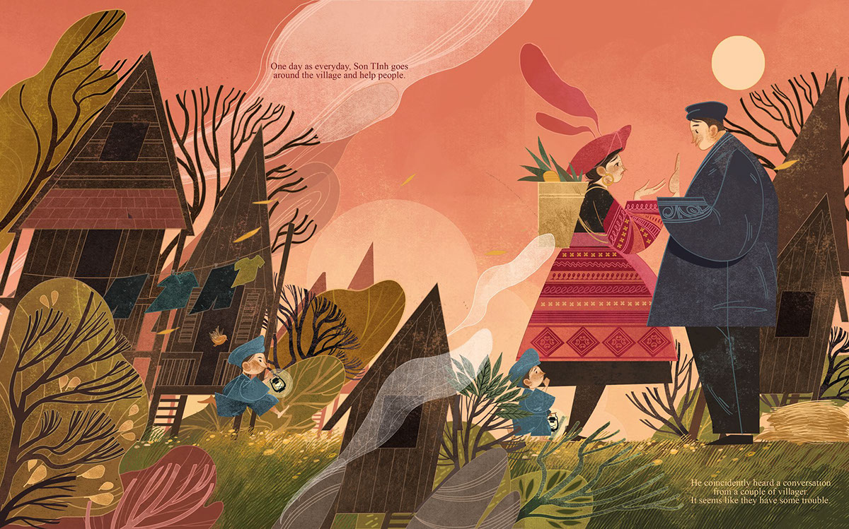 4 son tinh editorial digital illustration by wazza pink