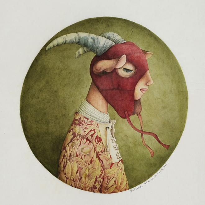 ram watercolor painting