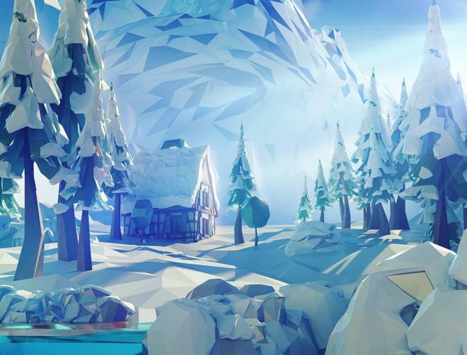 snow low poly 3d design