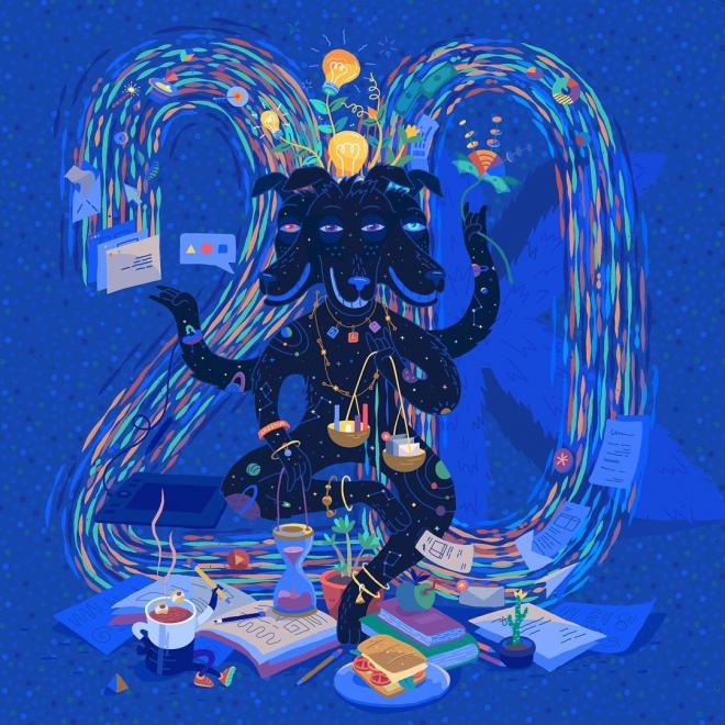 multitask digital art illustration