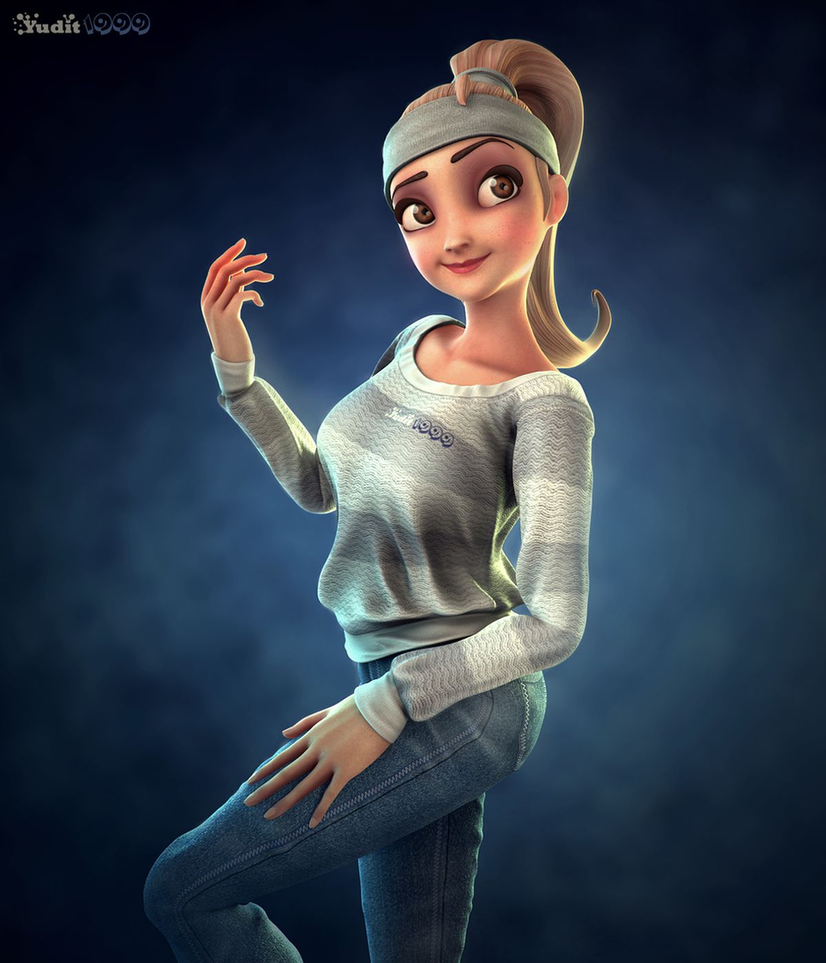 3 girl 3d model character design by yuditya