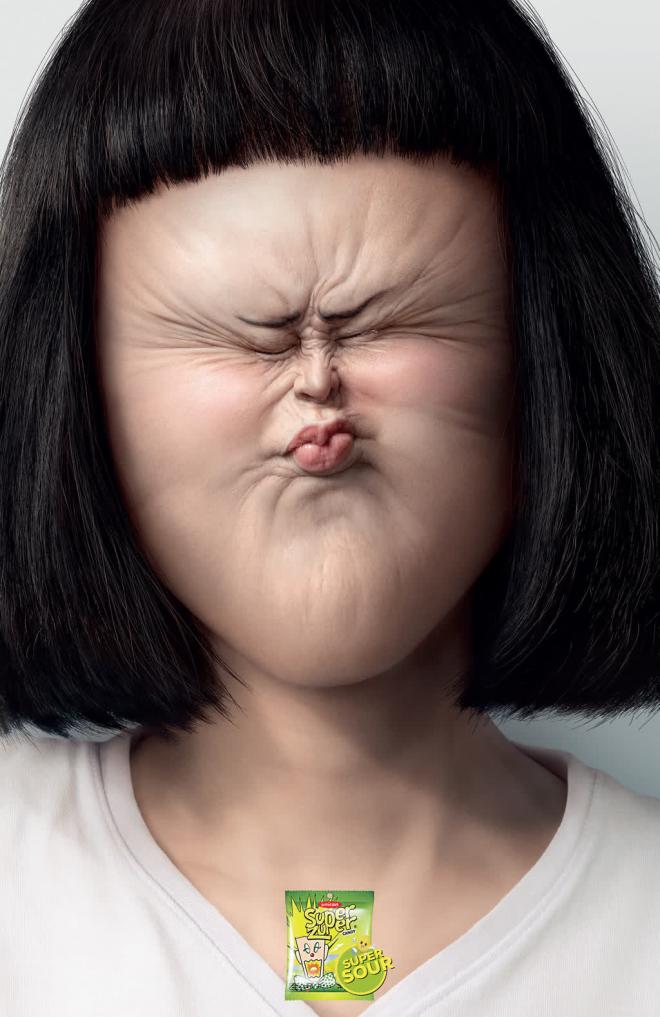 sour faced woman advertising ideas