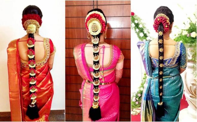 indian bridal hairstyle flowers