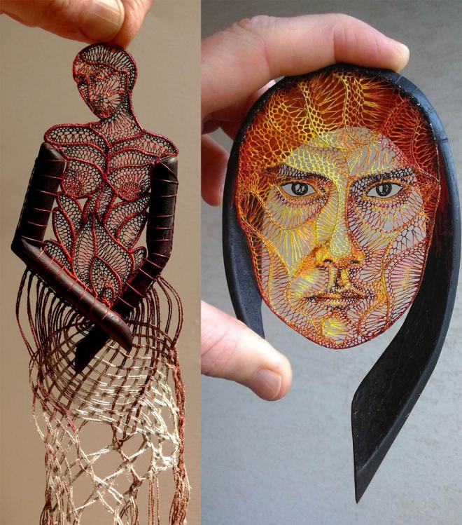 woman lace embroidert art