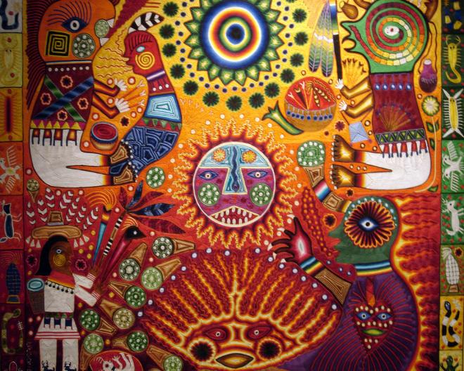 mexican massive mural huichol art