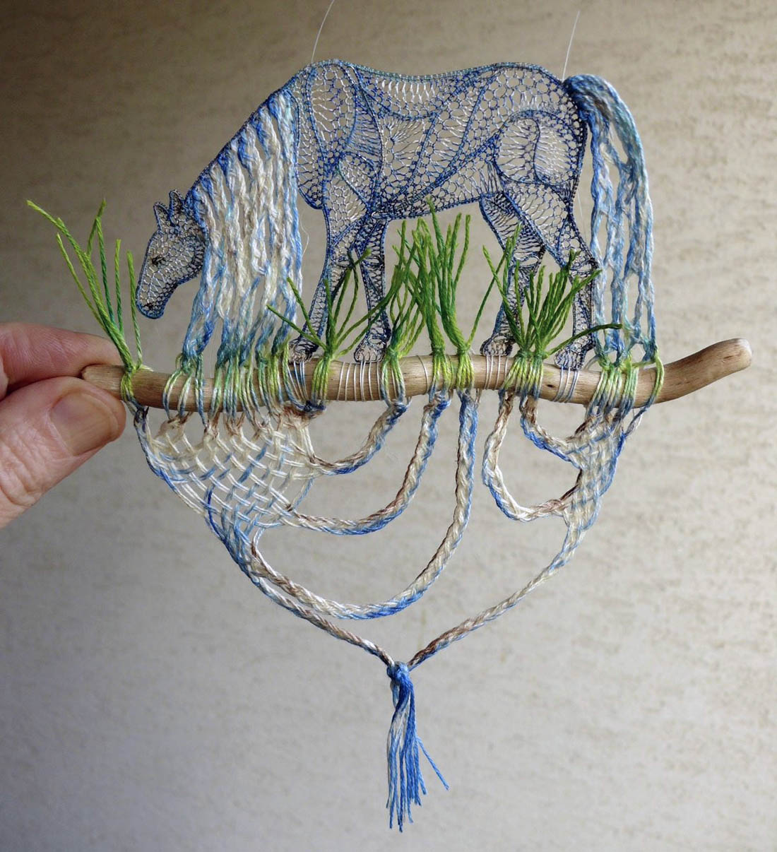 13 horse lace embroidert art by agnes herczeg