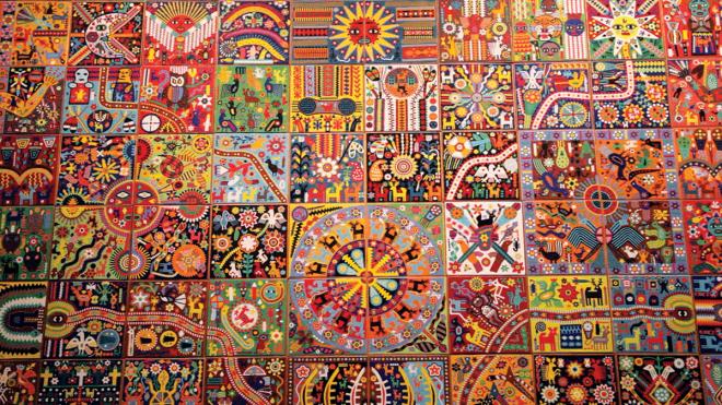 mexican massive mural huichol art
