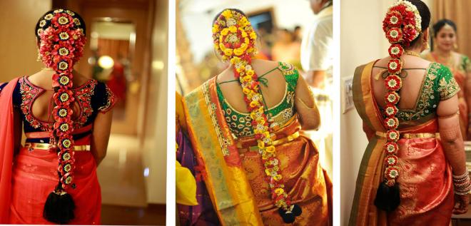 indian bridal hairstyle flowers