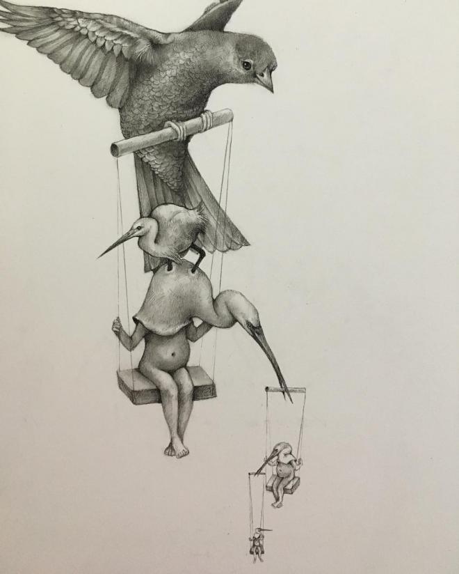 bird funny drawing