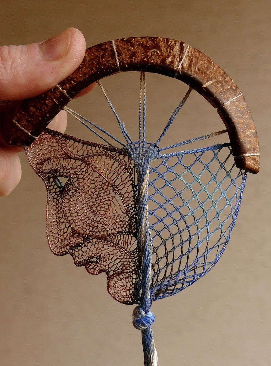 2 woman lace embroidert art by agnes herczeg