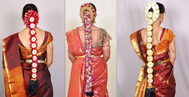 indian bridal hairstyle flowers