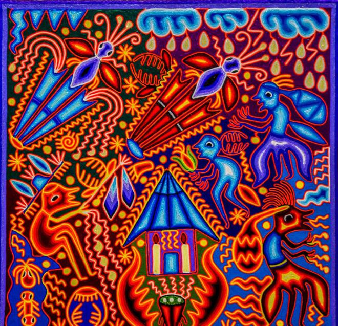 mexican massive mural huichol art