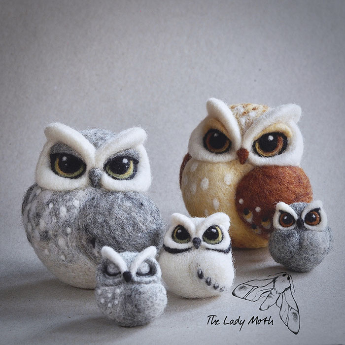 3 owl animal sculpture by zenia