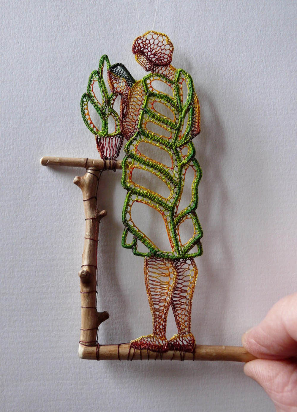 3 woman lace embroidert art by agnes herczeg