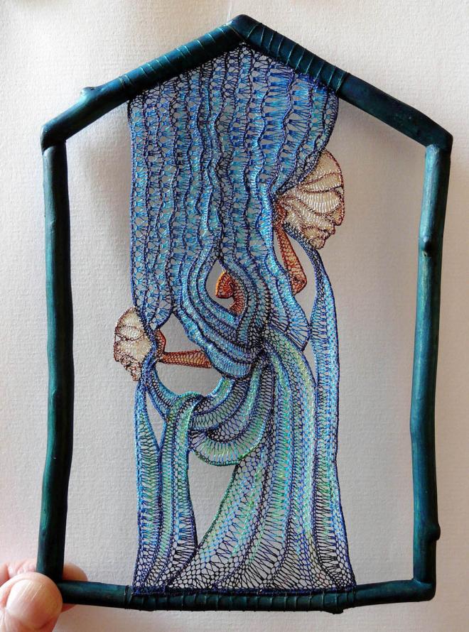 woman lace embroidert art