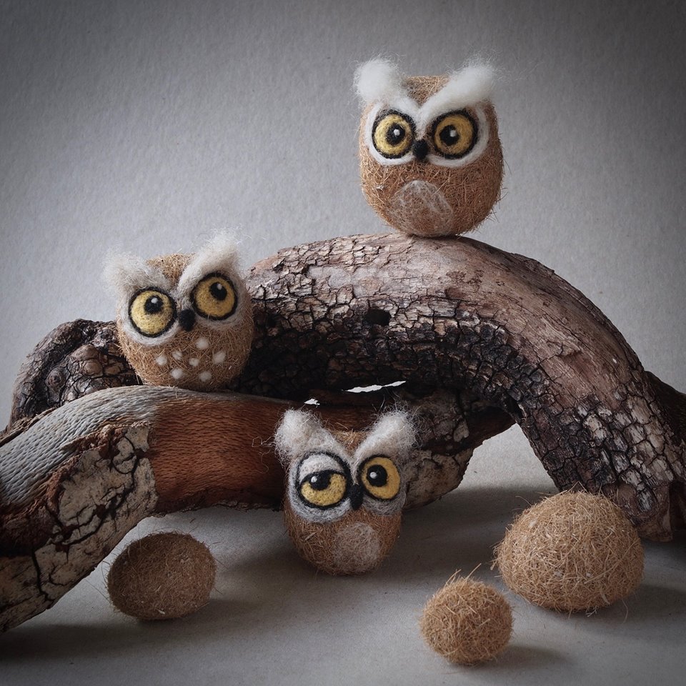 5 owl animal sculpture by zenia