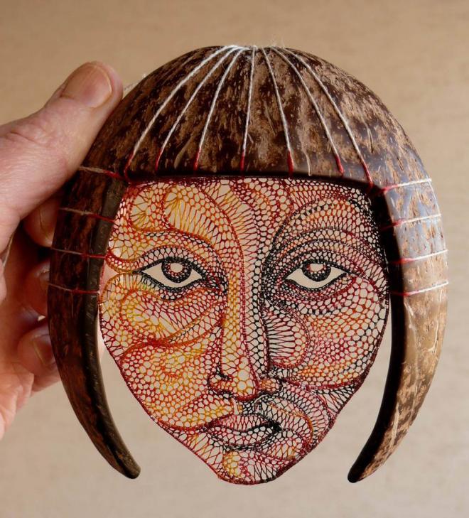 woman lace embroidert art