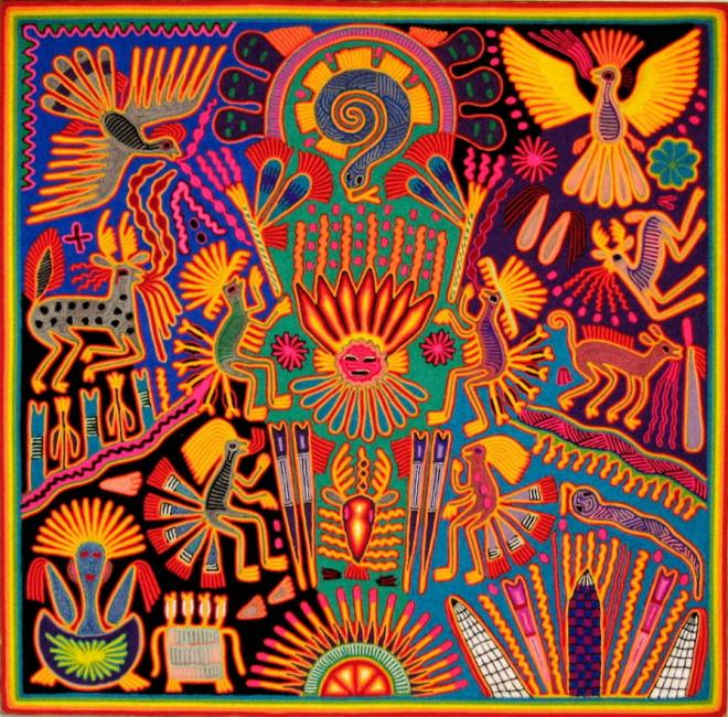 mexican massive mural huichol art
