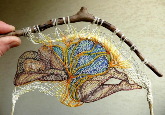 woman lace embroidert art
