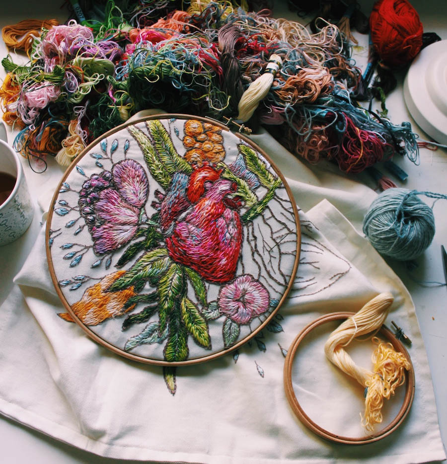 8 heart embroidery art lisa smirnova