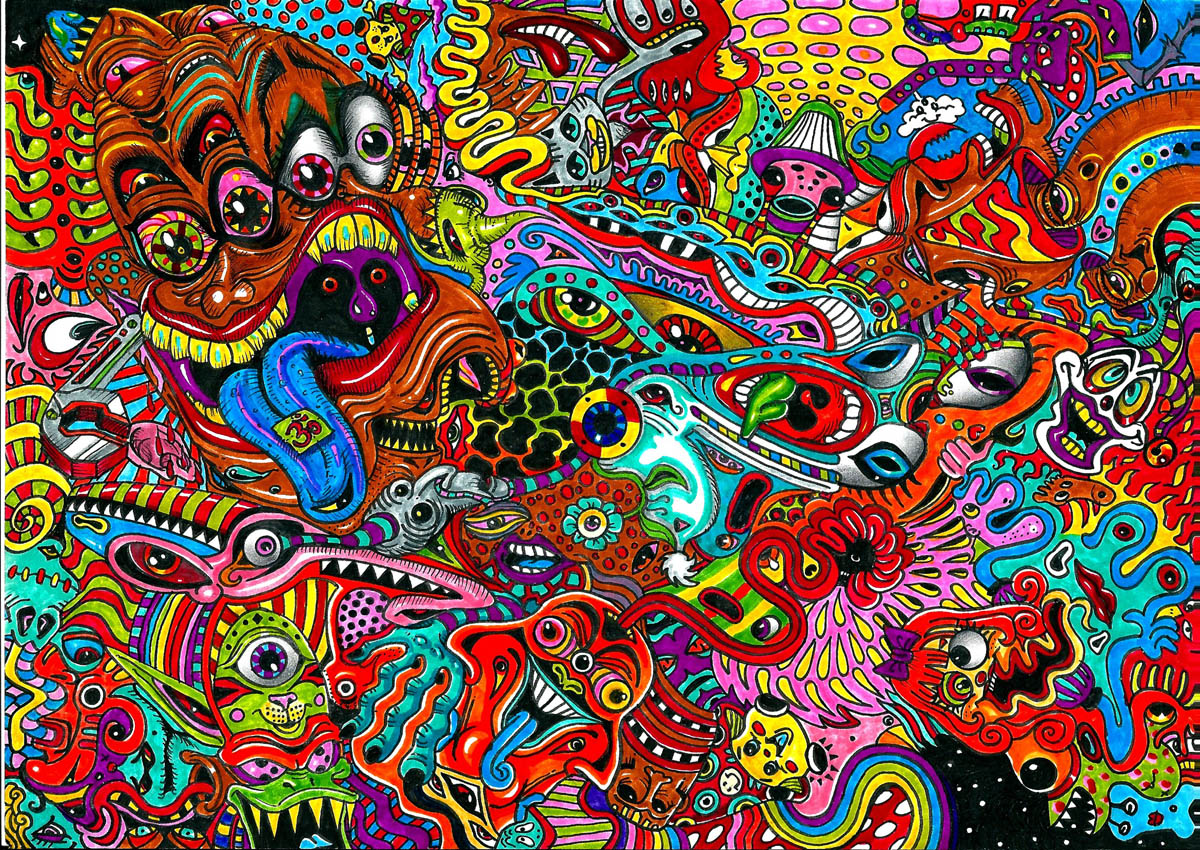 8 mexican massive mural huichol art