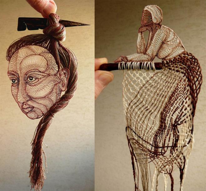 woman lace embroidert art