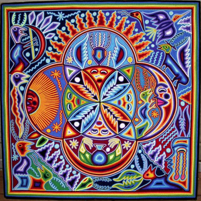 mexican massive mural huichol art