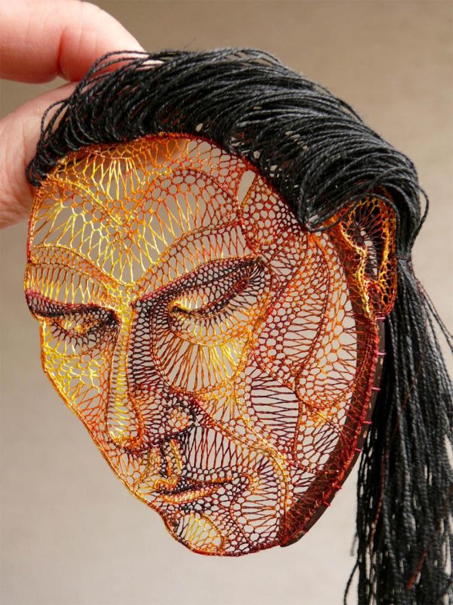 woman lace embroidert art