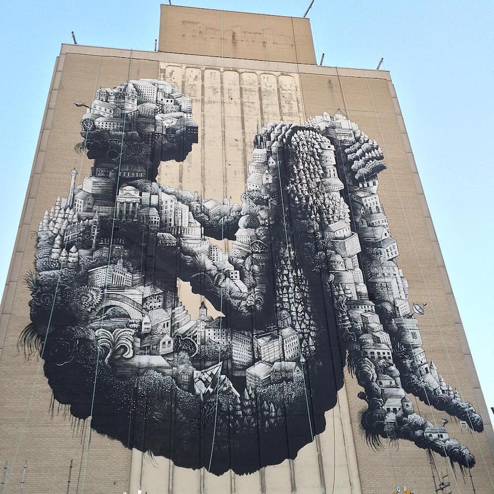 1 robot mural art by phlegm