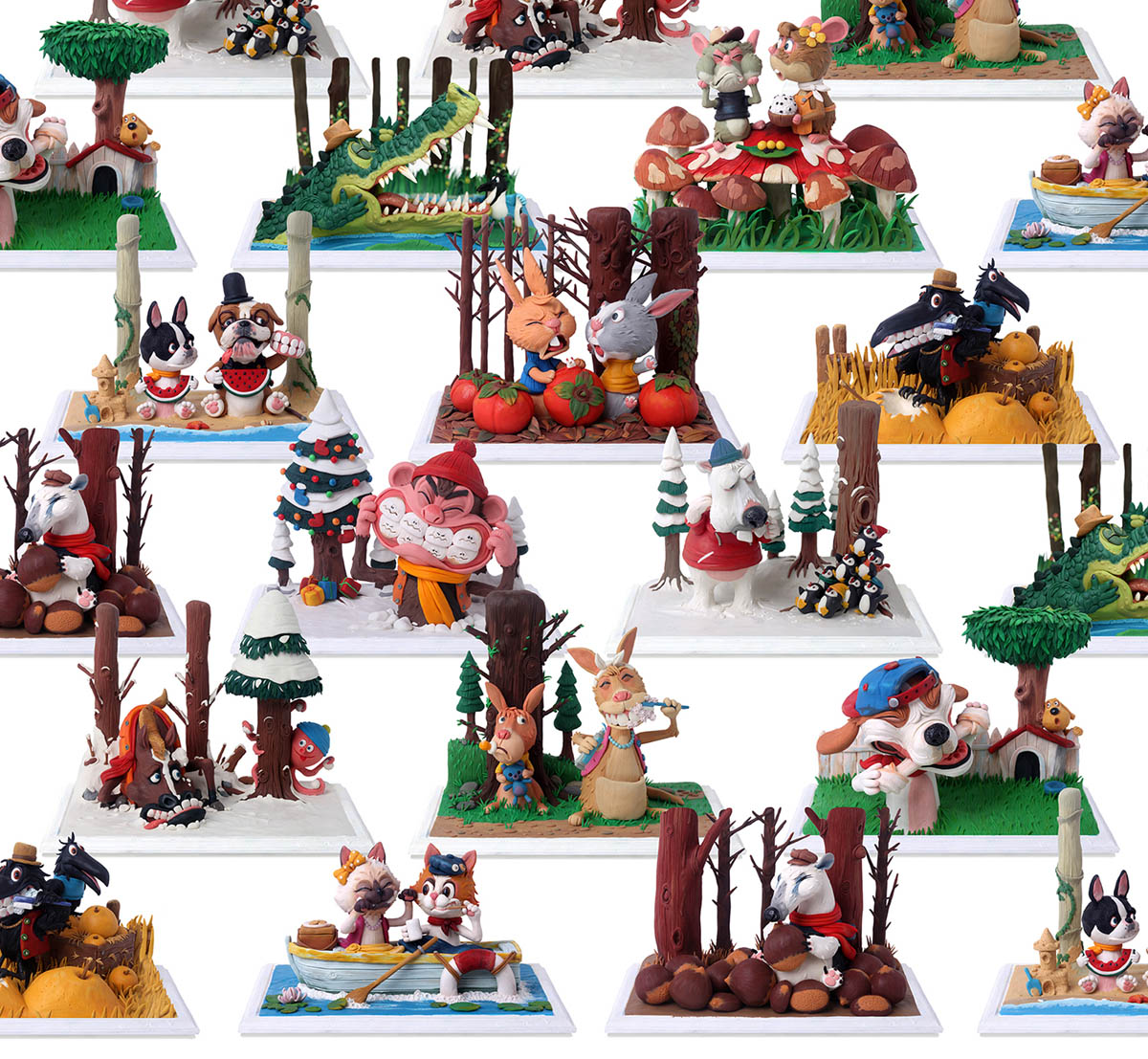 14 animal clay sculpture by sungjae kim