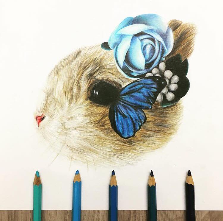 5 mouse color pencil drawing by leona chui