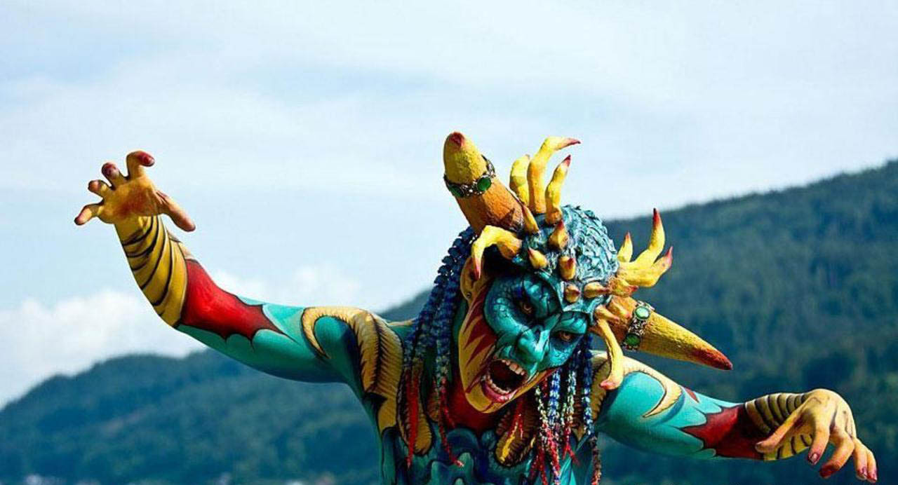 colorful body painting festival wbf