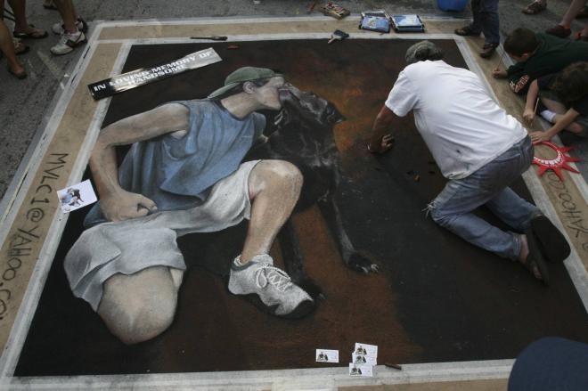 dog street painting lakeworth