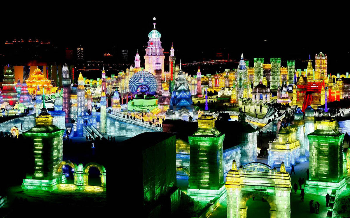 glowing harbin ice festival china