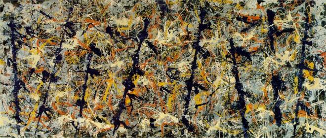 blue poles abstract painting