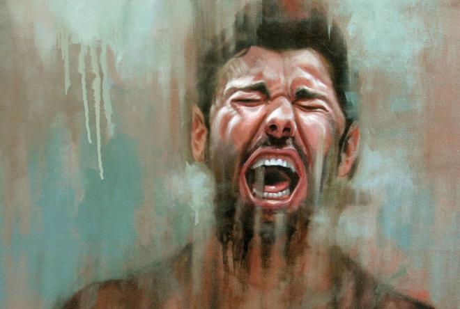 man in pain painting