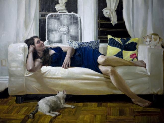 relax woman painting